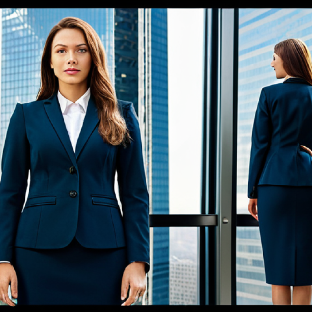 **

"A professional businesswoman in a tailored, modest power suit, standing confidently in front of a modern glass skyscraper, fully clothed, appropriate attire, safe for work, perfect anatomy, natural proportions, professional photography, high quality, corporate setting, family-friendly."

**