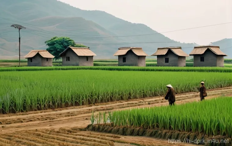 북한의 인구 분포   도시와 농촌 비교 - **Prompt 1: Pyongyang's Controlled Modernity**
    "A wide-angle, vibrant, daytime shot of central P...