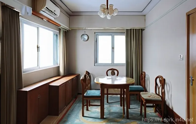 북한의 주거 형태   공동주택 구조 - **Prompt 2: Rustic Simplicity of a North Korean Rural Home**
    An eye-level view of a traditional ...