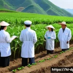 북한의 종자 기술   농업 생산 증대 - A detailed, realistic scene of North Korean farmers and scientists collaboratively selecting high-qu...